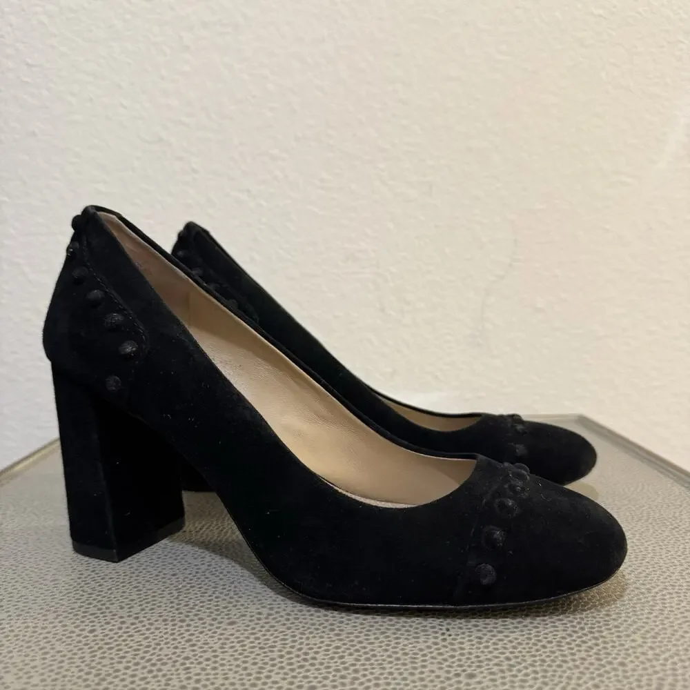 Tory Burch Z4149 Black Colt 85mm Soho Suede Pump Sz 8.5 M
